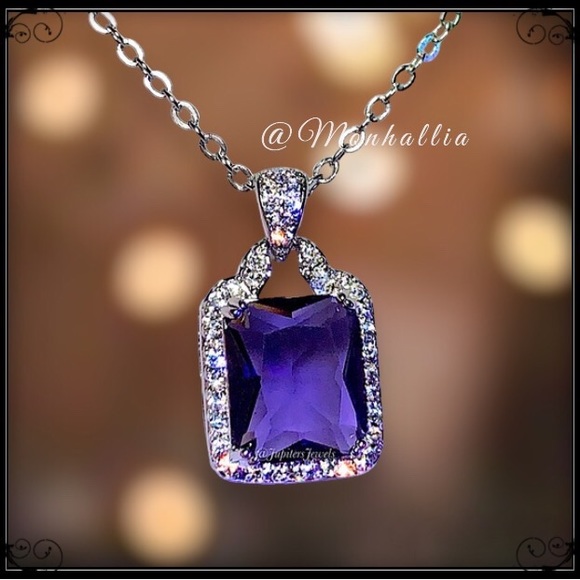 Fashion Jewelry Jewelry - Clearance! NEW PURPLE AMETHYST SIMULATED DIAMOND PAVE NECKLACE